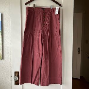 NWT Abercrombie Women’s M Button Up Wide Leg Pants Terracotta Red